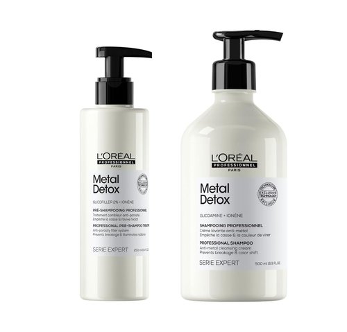 L'Oréal Professionnel Paris Metal Detox Shampoo & Pre-Treatment Set - Paraben & Sulfate-Free, Protects Color & Adds Shine for Dry or Damaged Hair