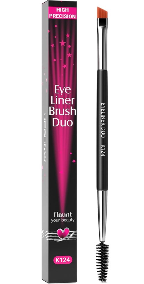 KESHIMA Eyebrow Brush Duo - Premium Angled Brush & Spoolie for Precision Eye Makeup Application