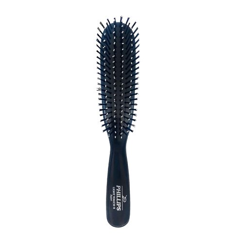 Phillips Brush Co Light Touch Hair Brush - Twin Beaded Nylon Bristles for Professional Detangling | Black