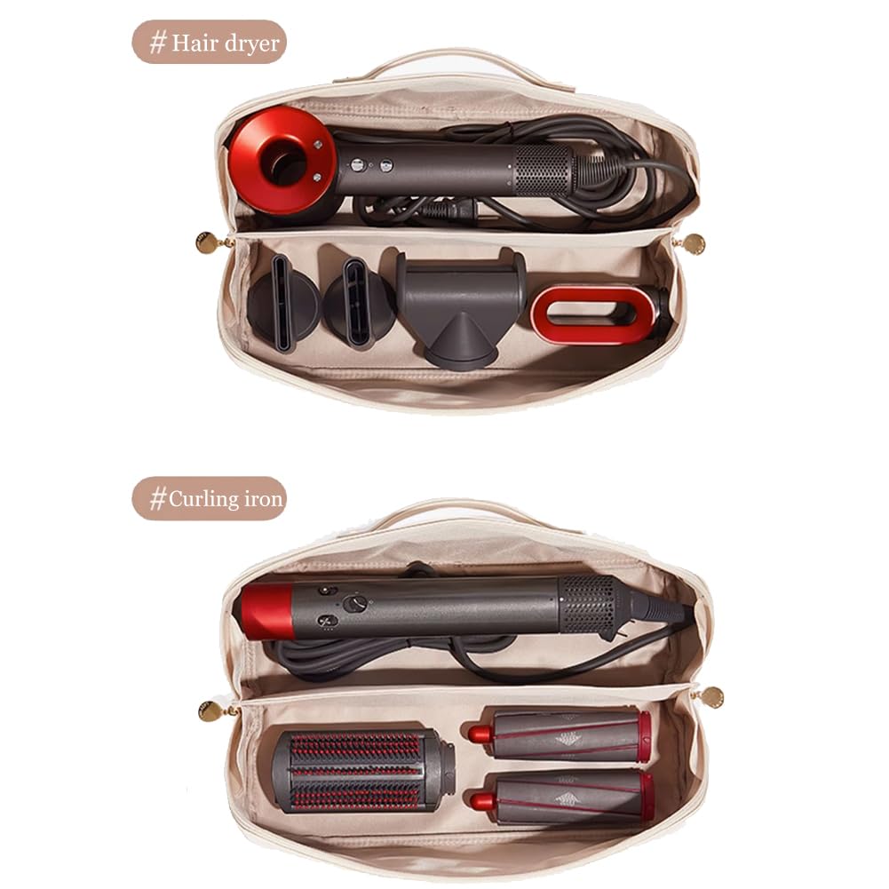 Linpr Travel Case Compatible with Dyson Airwrap Styler, Portable Supersonic Hair Dryer Travel Storage Bag, Waterproof Carrying Case Organizer for Shark Flexstyle and Attachments (White)