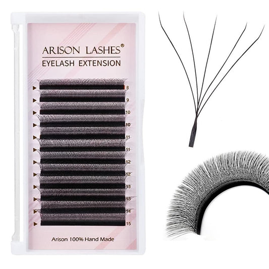 5D W Shape Eyelash Extension Natural Soft Volume 0.07mm D curl 8-15mm Mix Premade Fans Faux Mink Matte Black Cluster 12 rows