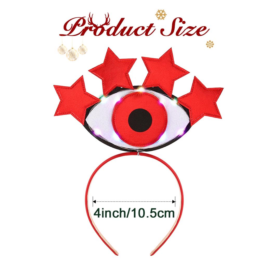 Nicute Light Up Eye Headband LED Star Headbands Cosplay Birthday Party Hair Accessories for Women and Girls (Red)