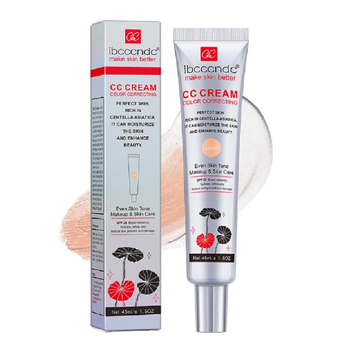 Skiennix Color Correcting CC Cream - Full-Coverage Foundation with SPF 25 | Hydrating Serum, Light (45 ml)
