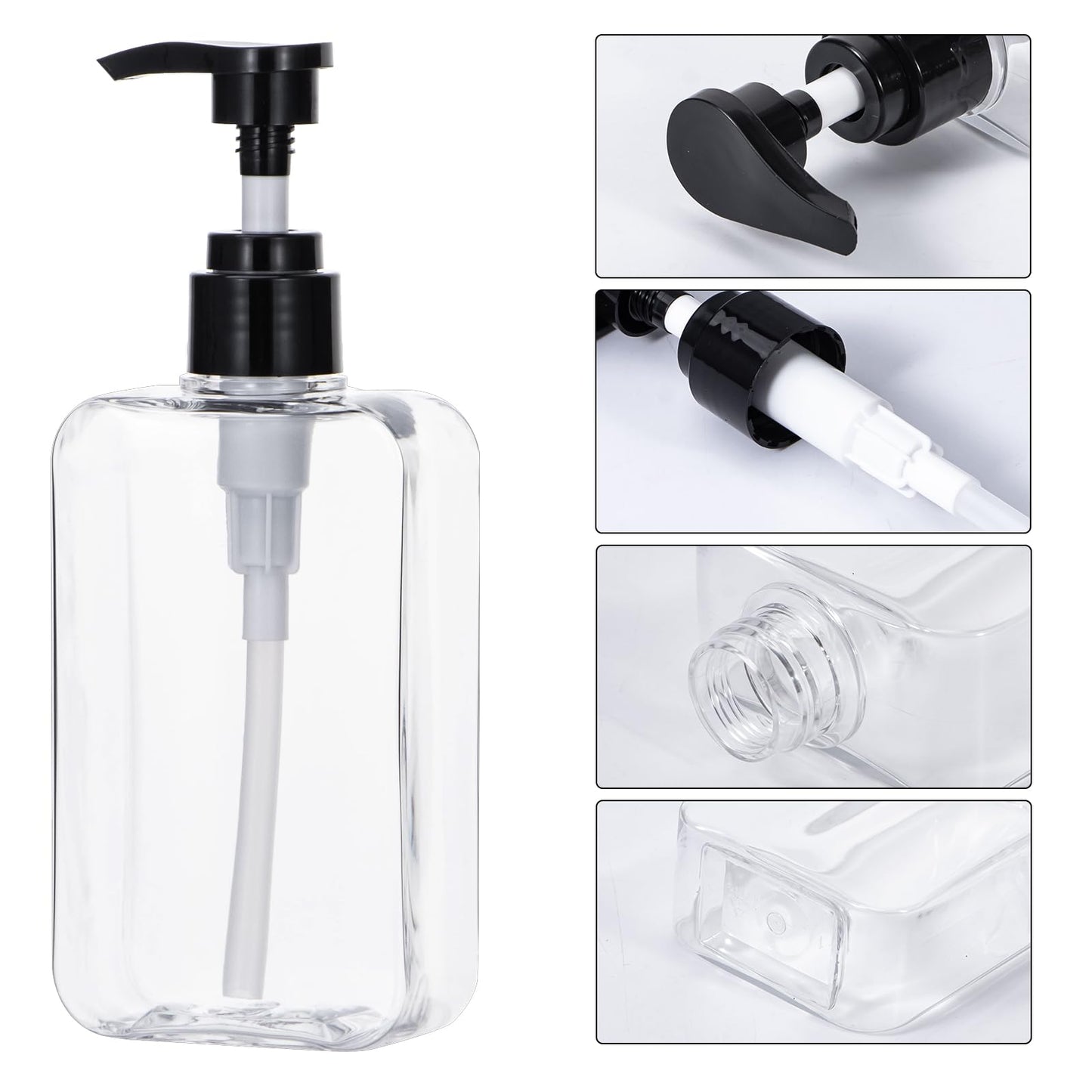 Yebeauty 2 Pack Pump Bottle Dispenser, 6.8oz 200ml Clear Refillable Shampoo and Conditioner Bottles Dispenser, Empty Plastic Shower Hand Soap Dispenser Lotion Container for Bathroom Kitchen