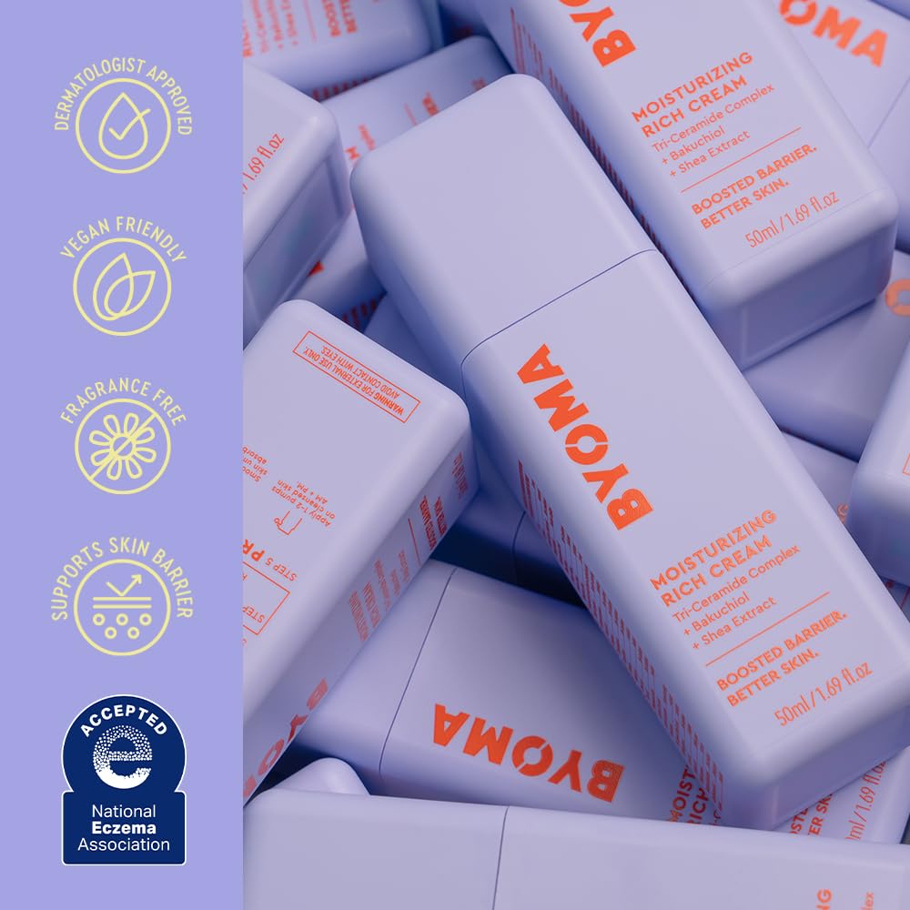 BYOMA Moisturizing Rich Cream - Barrier Repair Face Lotion with Bakuchiol & Shea Extract - 1.69 fl. oz