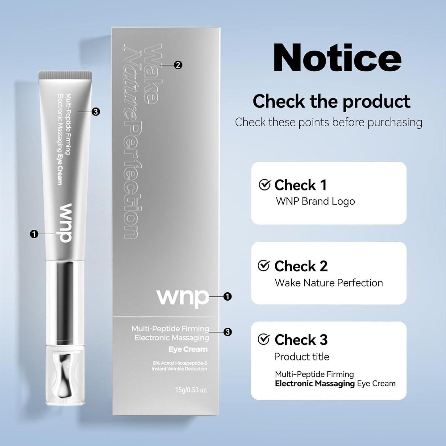 WNP Eye Cream - Anti-Aging Multi-Peptide Firming Eye Cream for Puffiness & Bags Under Eyes