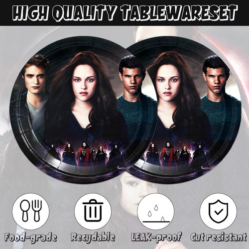 Saga of Twilight Party Decorations - 40pcs Tableware Set with Dessert Plates & Napkins