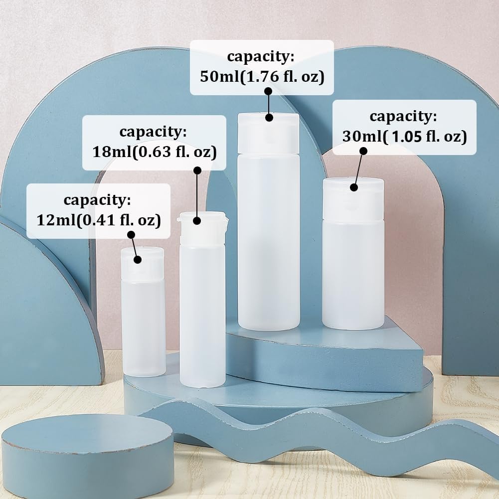 BENECREAT 10 Pack 12ml Small Plastic Flip Cap Sample Bottle Empty Refillable Travel Bottles for Makeup Cosmetic Toiletries Product