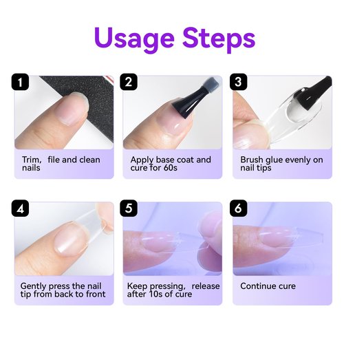 JEWHITENY 2pcs 10ML Nail Glue Gel for Nail Tips Nail Gel Glue for False Nails Tips and Clear Press on Nails Long Lasting Need U V Light Cured