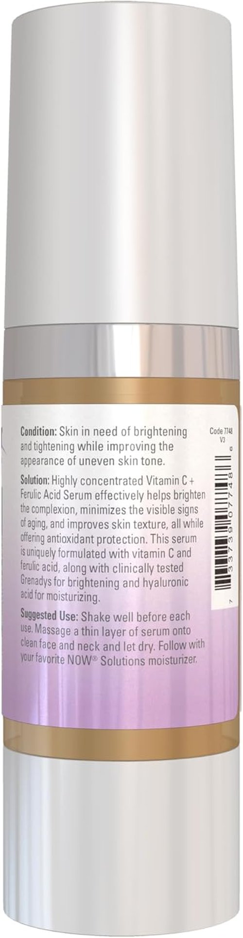 NOW Foods Solutions Vitamin C Serum - Skin Brightening & Tightening with Ferulic Acid, 1 oz