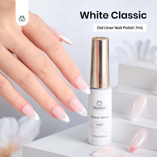 beetles Gel Polish Swirl Nail Art White Gel Liner Nail Polish 1 pcs 7ml Classic White Color Nails Art Paint for Thin French Tip Line Soak off Uv Lamp Manicure Salon