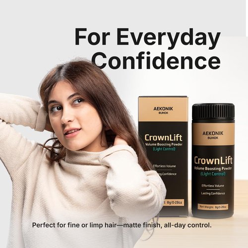 AEKONIK CrownLift Volume Boosting Hair Powder, Lightweight Root Lifting Styling Powder for Instant Volume & Matte Finish, Light Control – For Thin, Fine, Limp Hair, 0.28oz