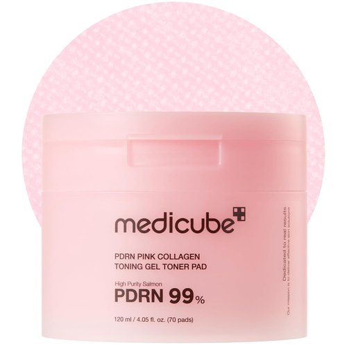 Medicube Toner Pads - Salmon DNA PDRN & Pink Collagen Jelly | Soothing Gel Toner for Radiant Skin | 70 Pads