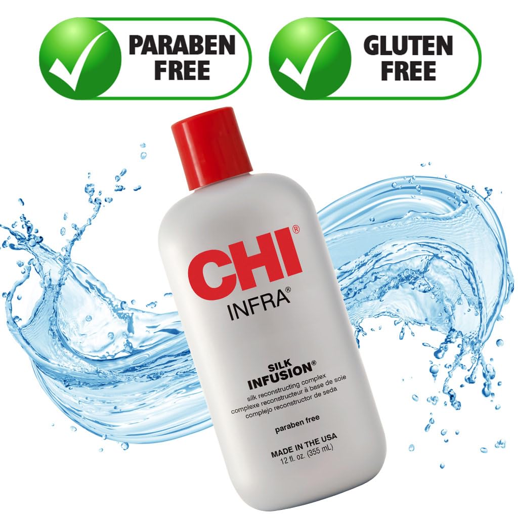 CHI Infra Silk Infusion - Leave-In Treatment for Strengthening & Protecting All Hair Types | Alcohol-Free, 12 Oz (Pack of 2)