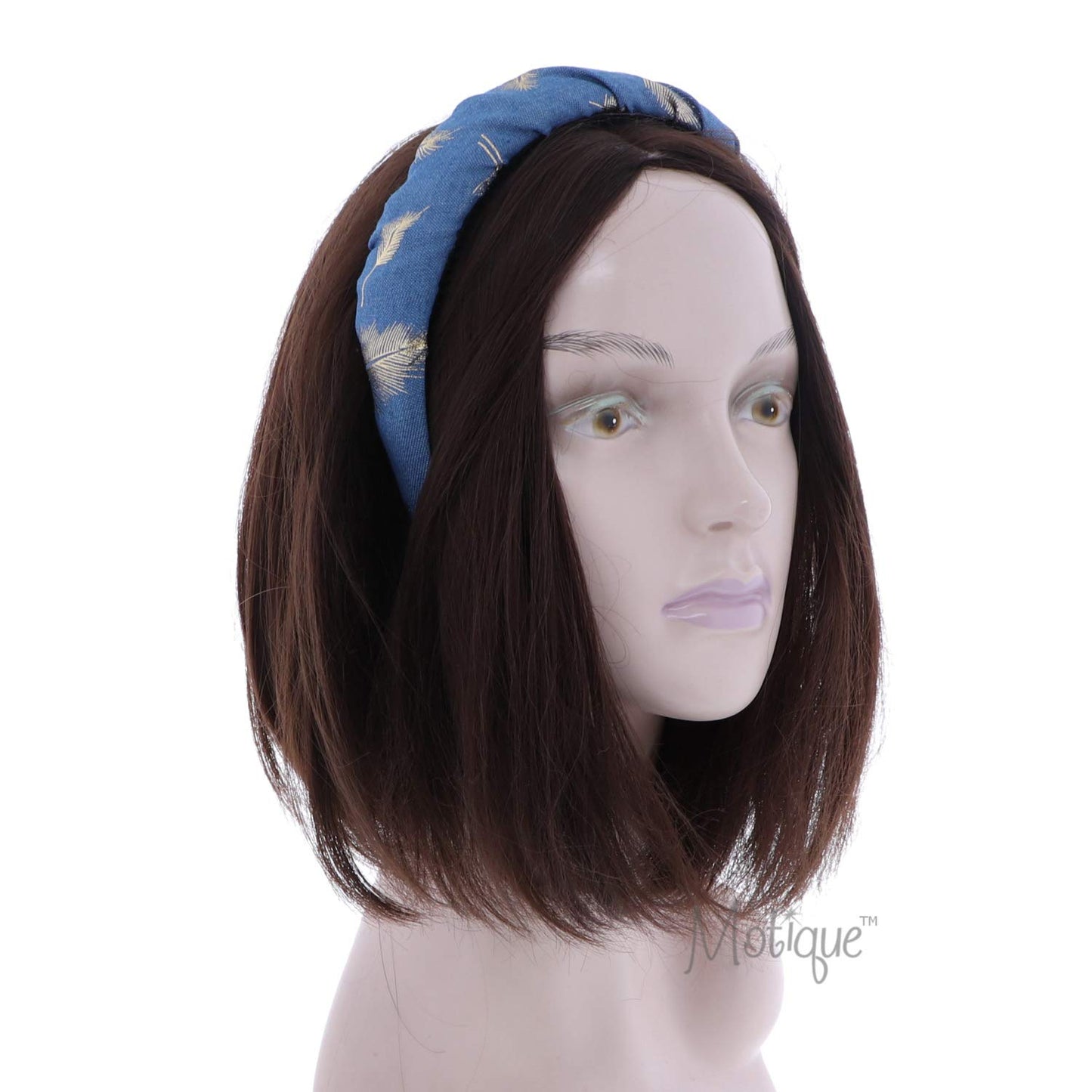 School and Everyday Wide Puffy Headband with Feathers-Chambray