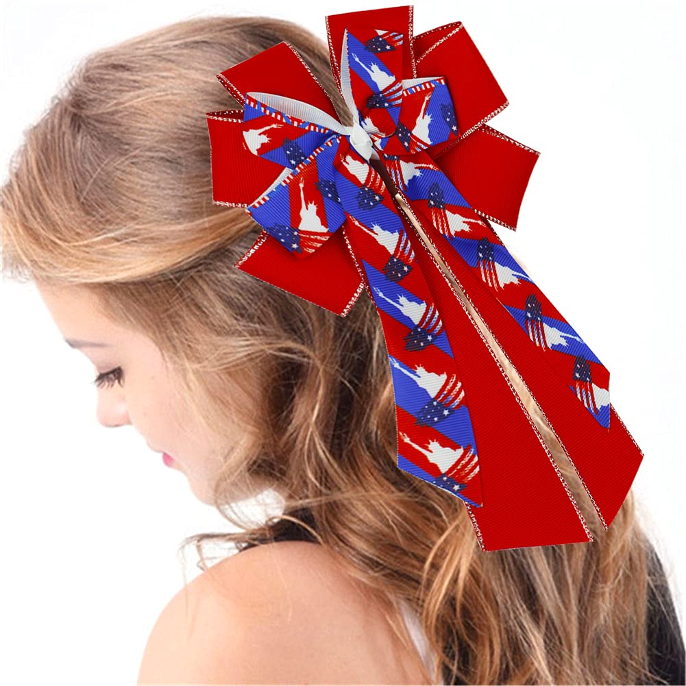 Flag Clips Patriotic Hairwear July 4th Hair Accessories Cheerleader Hairpin Hair Bows for Girls Women (3C)