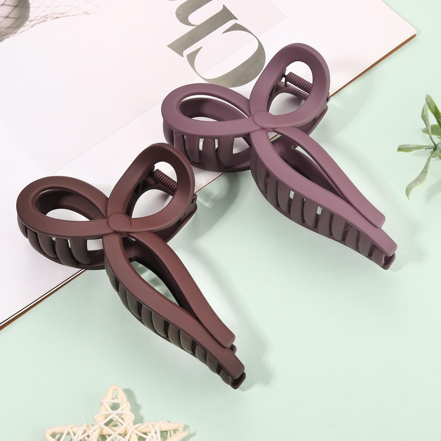 Bow Hair Claw Clips for Women Statement Bow Hair Clips Ribbon Bow Hair Barrette Summer Holiday Hair Accessory Party Jeweled Gifts (6PCS)