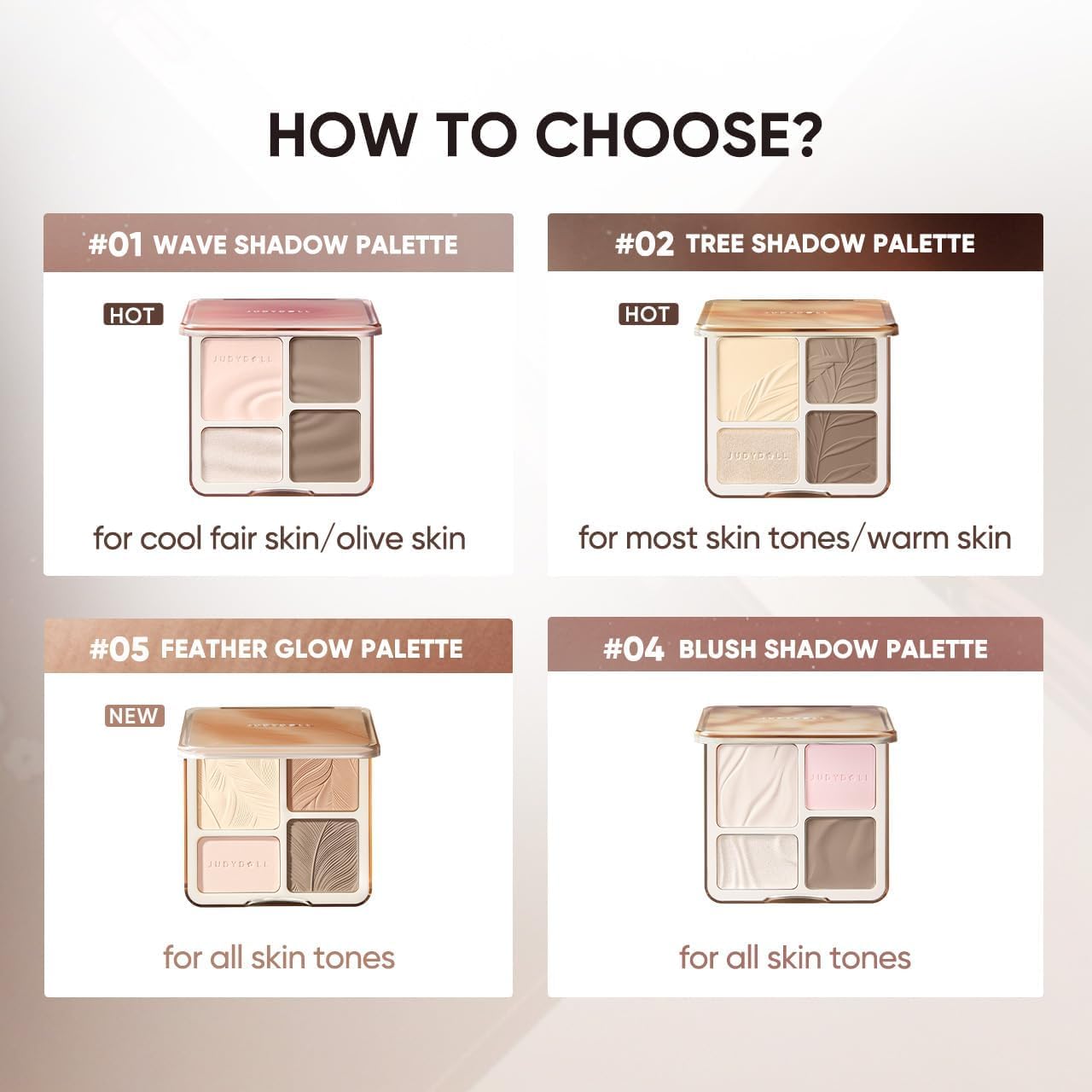 JUDYDOLL Highlight & Contour Palette - All-in-One Matte Face Makeup for Warm Skin Tone | Blendable Compact