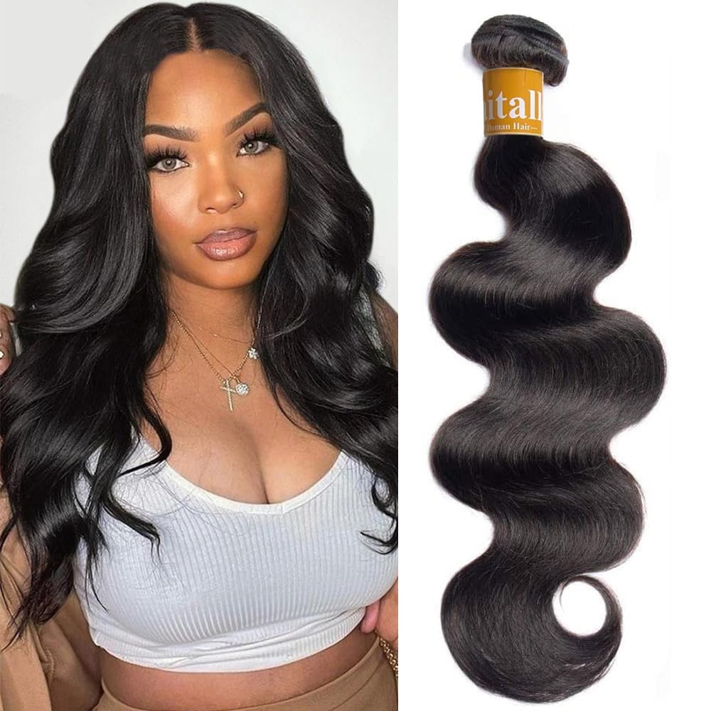 WAITALL Brazilian Body Wave One Bundle 8 inch 100% Unprocessed Brazilian Virgin Body Wave Human Hair Natural Black 8A Brazilian Body Wave Human Hair Weft