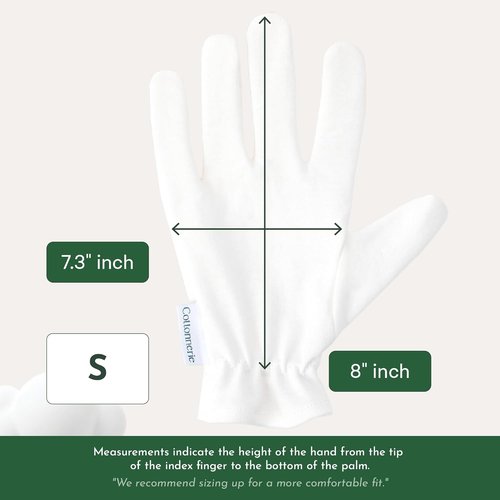 Cottonnerie Organic Cotton Gloves - Moisturizing Overnight Hand Care | 4 Pairs for Dry Hands