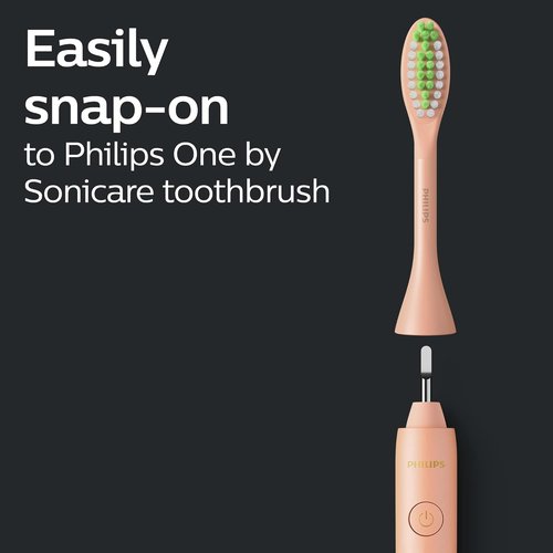Philips One by Sonicare Electric Toothbrush Heads - Genuine Replacement Pack of 2, Shimmer Pink, 6-Month Supply