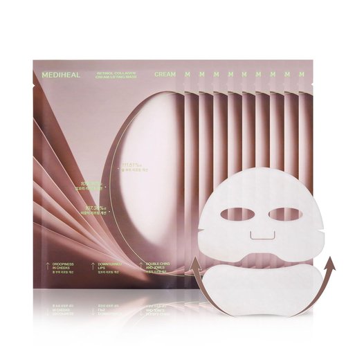 Mediheal Retinol Collagen Cream Lifting Mask | Anti-Aging V-Line Treatment - 10 Count Pack