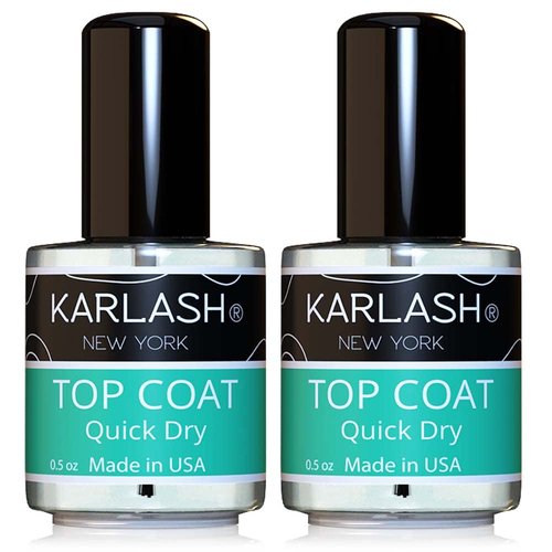 Karlash Quick Dry Nail Polish Top Coat - Fast Drying & Super Shiny | 0.5 oz (2 Pieces)