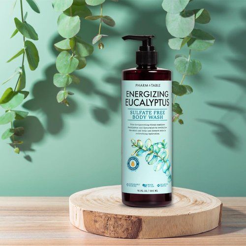 PHARM TO TABLE Eucalyptus Body Wash - Energizing & Revitalizing Formula, Sulfate-Free, 480ml