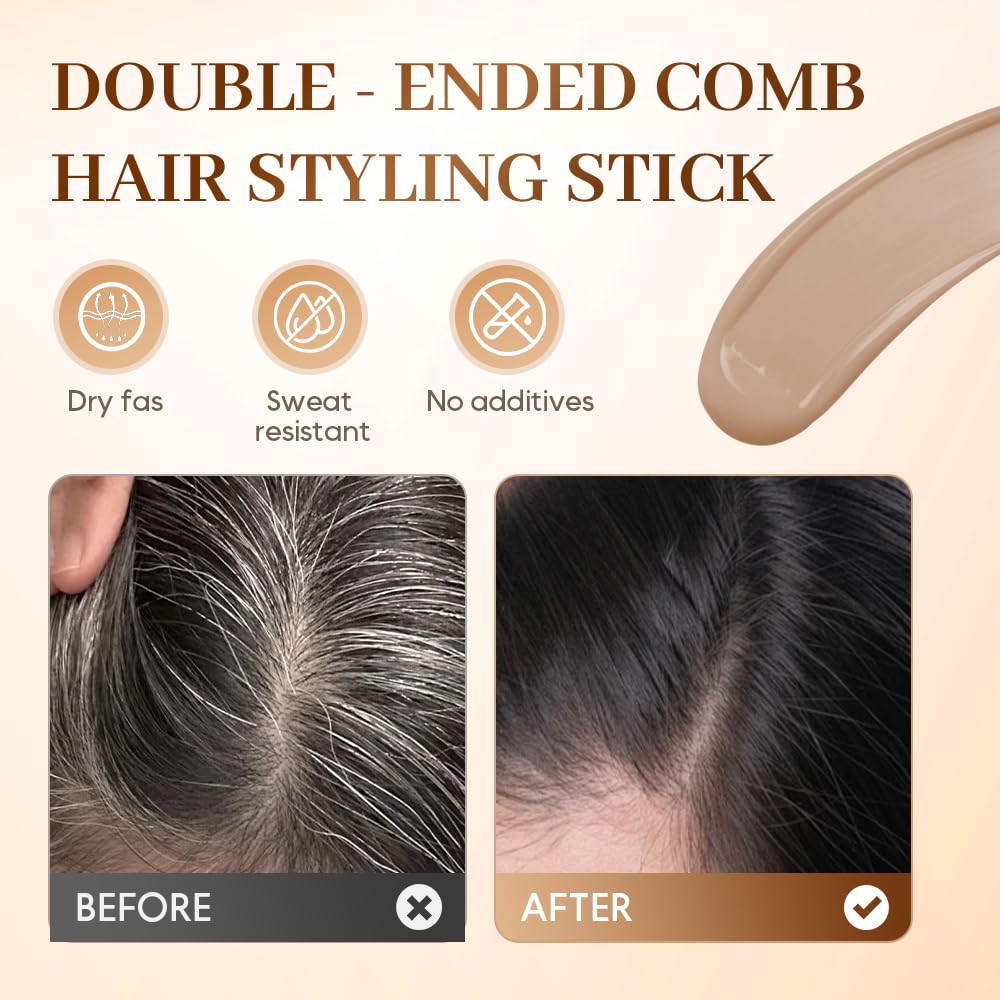 Skiennix Hair Color Stick - Long-Lasting 2-In-1 Dye & Comb for Gray Hair Coverage | Black Brown