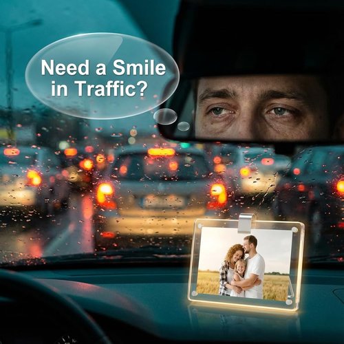 BST3CBABY 2 Pack Crystal Clear Car Visor Photo Frame for Polaroid Pictures, G-Force Magnetic Clip Holder That Won't Yellow or Slide, Personalized Car Accessory Gift