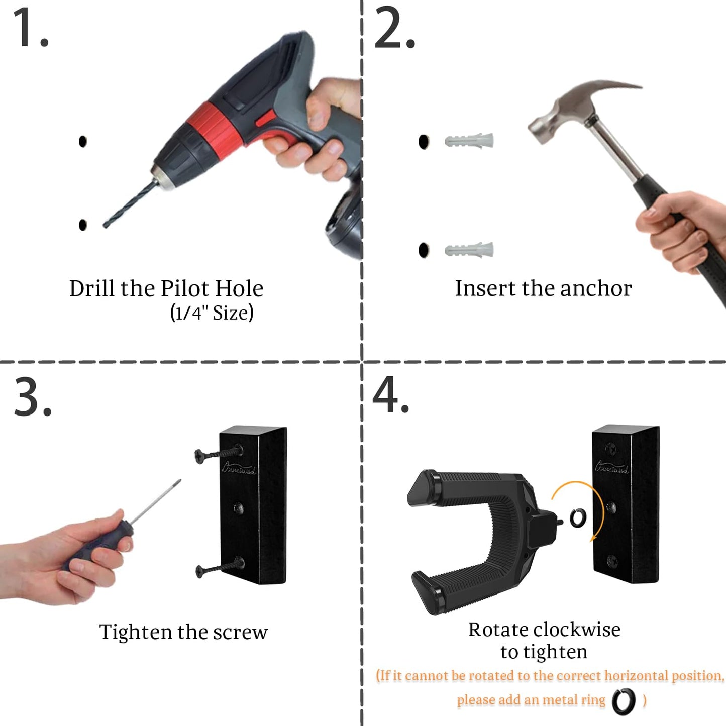 Guitar Wall Mount, Auto Lock Guitar Hanger Acacia Hardwood, Guitar Wall Hangers, Guitar Holder Hook Wall Stand for Classical, Acoustic, Electric Guitar, Bass, Ukulele, Gift for Guitar Player