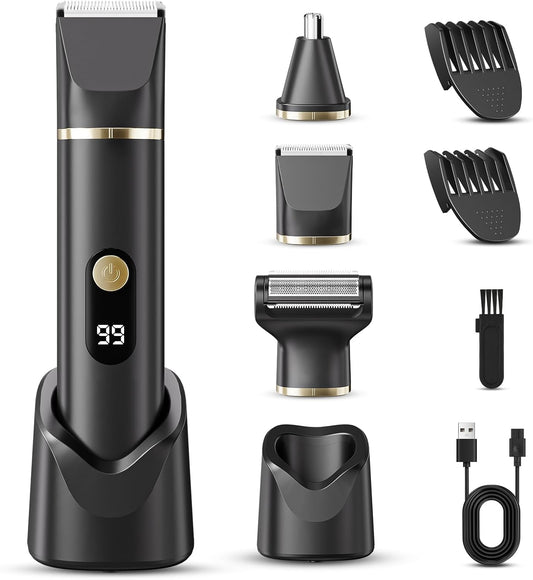 Skiennix Beard Trimmer - IPX7 Waterproof Electric Razor Grooming Kit for Men | Wet/Dry Use, Black