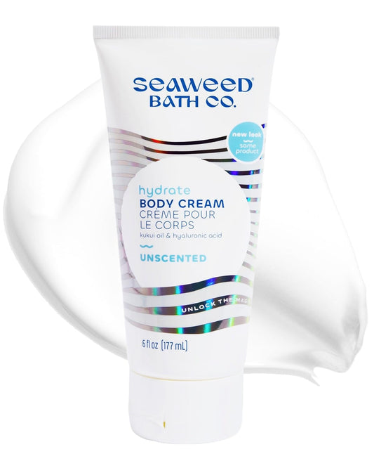 Seaweed Bath Co. Hydrate Body Cream - Unscented Moisturizer with Vitamin E & Hyaluronic Acid | 6 oz