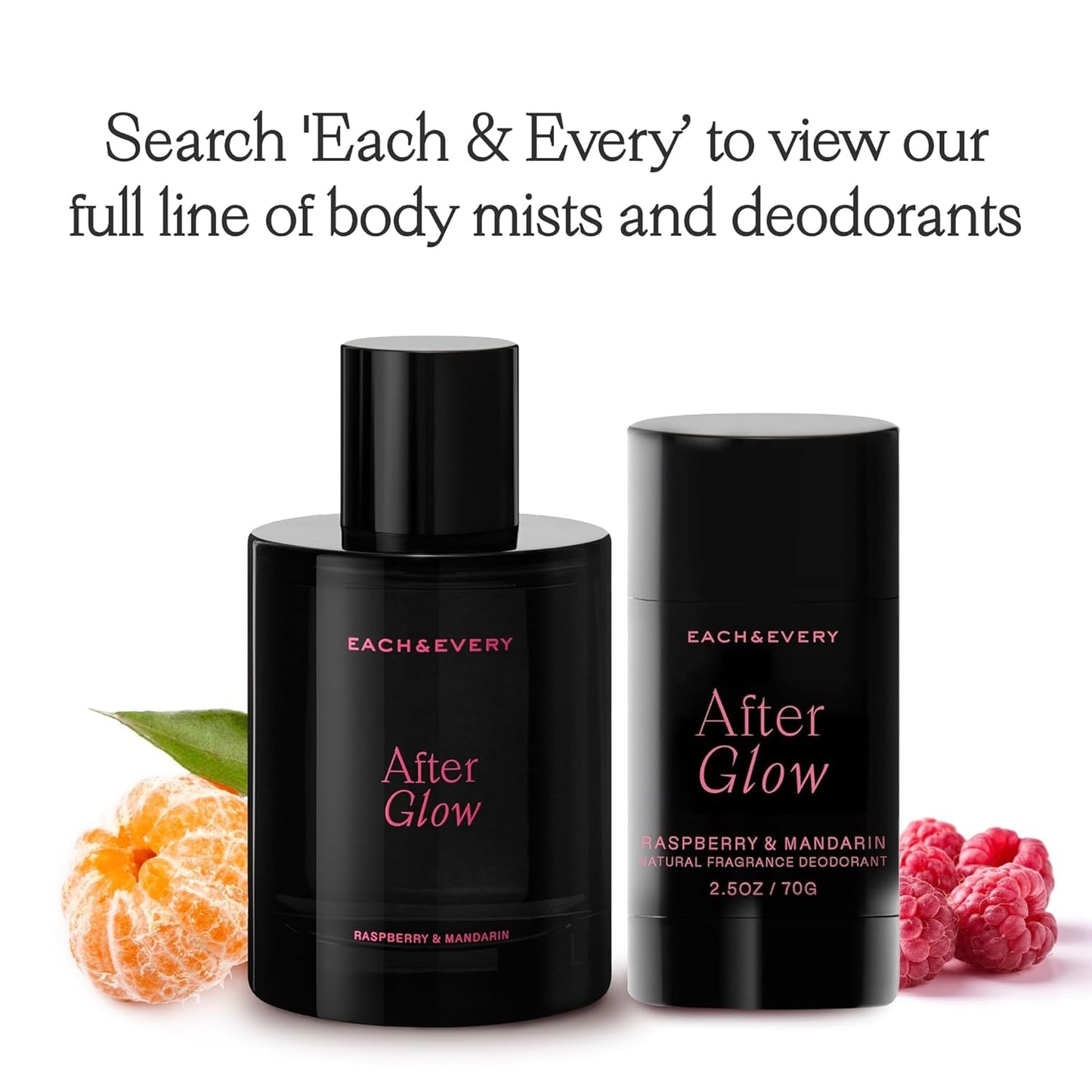 Each & Every Hair and Body Mist - 100% Natural Vegan Fragrance Spray | After Glow Scent (Raspberry & Mandarin)