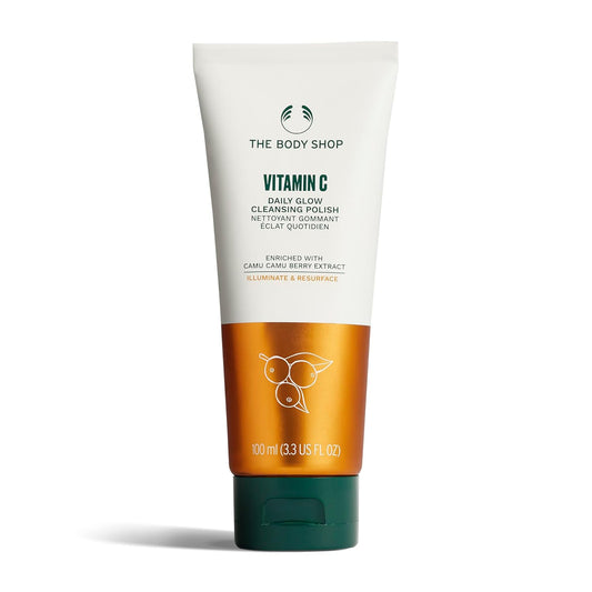 The Body Shop Vitamin C Face Cleanser - Brightening Daily Exfoliating Polish for All Skin Types, 100ML