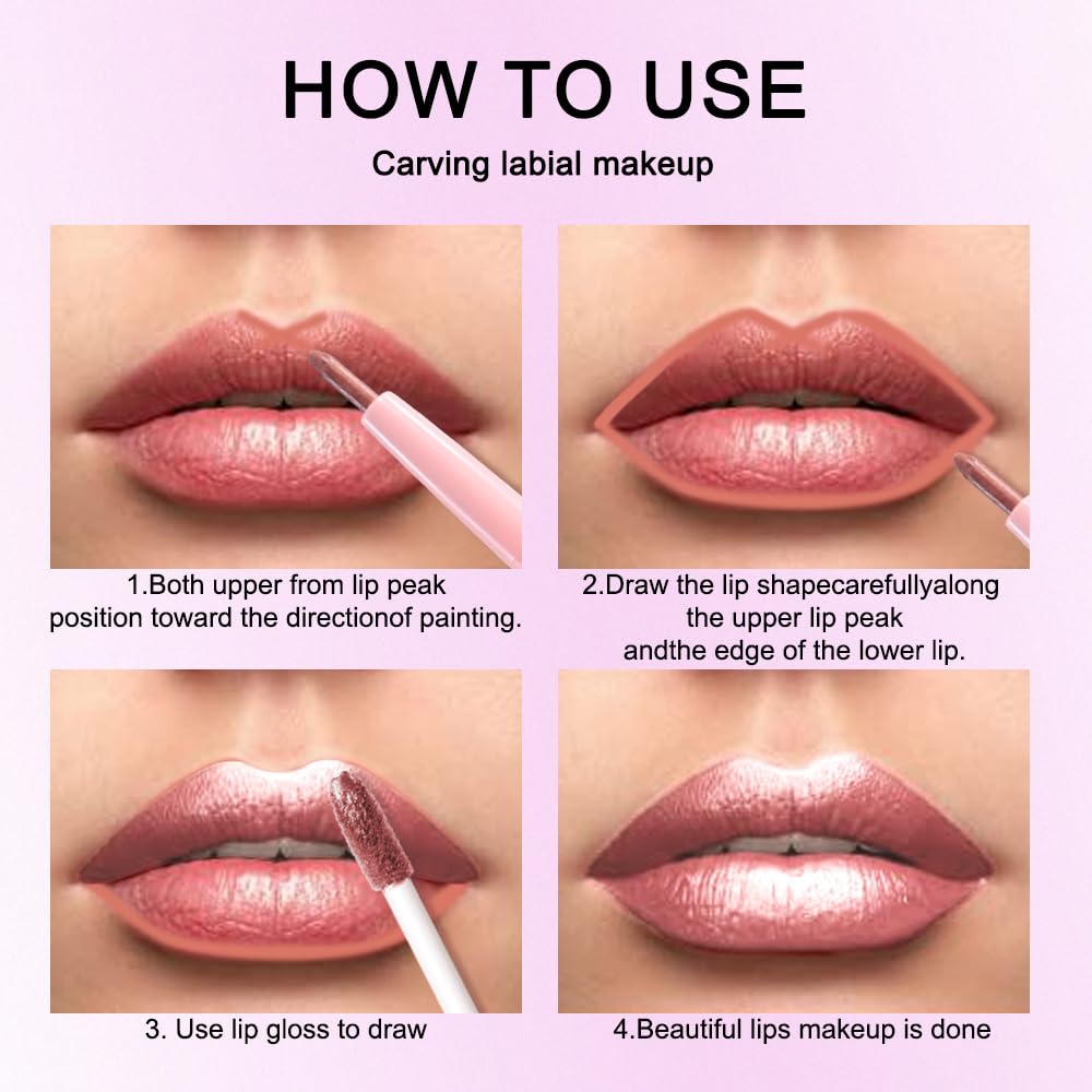 Kaely 2-in-1 Rose Gold Metallic Lipstick & Lip Liner - Long-Lasting, Waterproof Shimmer | Vegan Makeup, 04