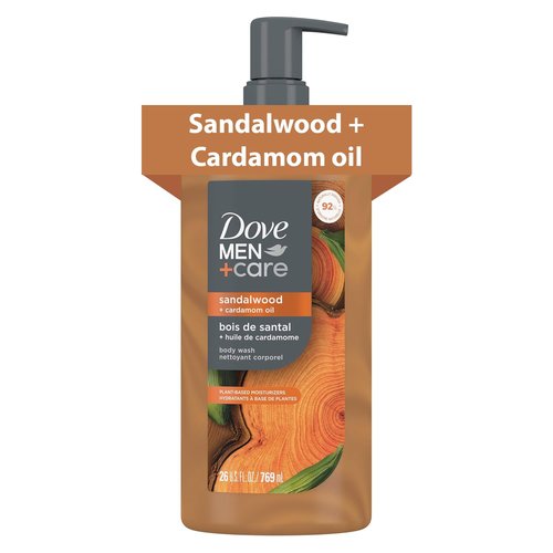 DOVE MEN Moisturizing Body Wash - #1 Dermatologist Recommended, Sulfate & Paraben Free | Sandalwood & Cardamom, 26oz