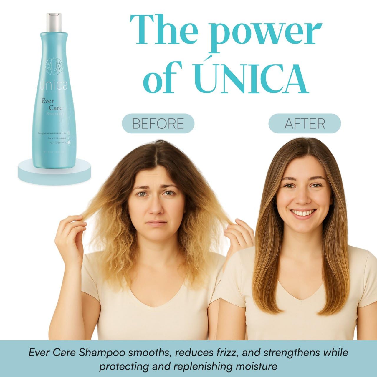 UNICA Smoothing Shampoo - Keratin, Collagen & Argan Oil for Frizz Control & Hydration | 10 oz