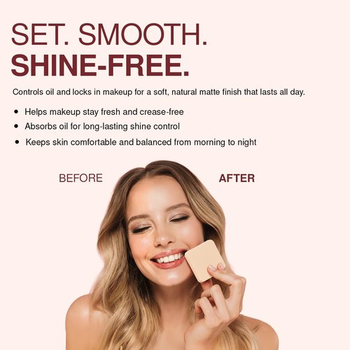 Palladio Pressed Rice Powder - Oil-Absorbing Face Mattifying Setting Powder | Translucent Compact with Mirror & Sponge