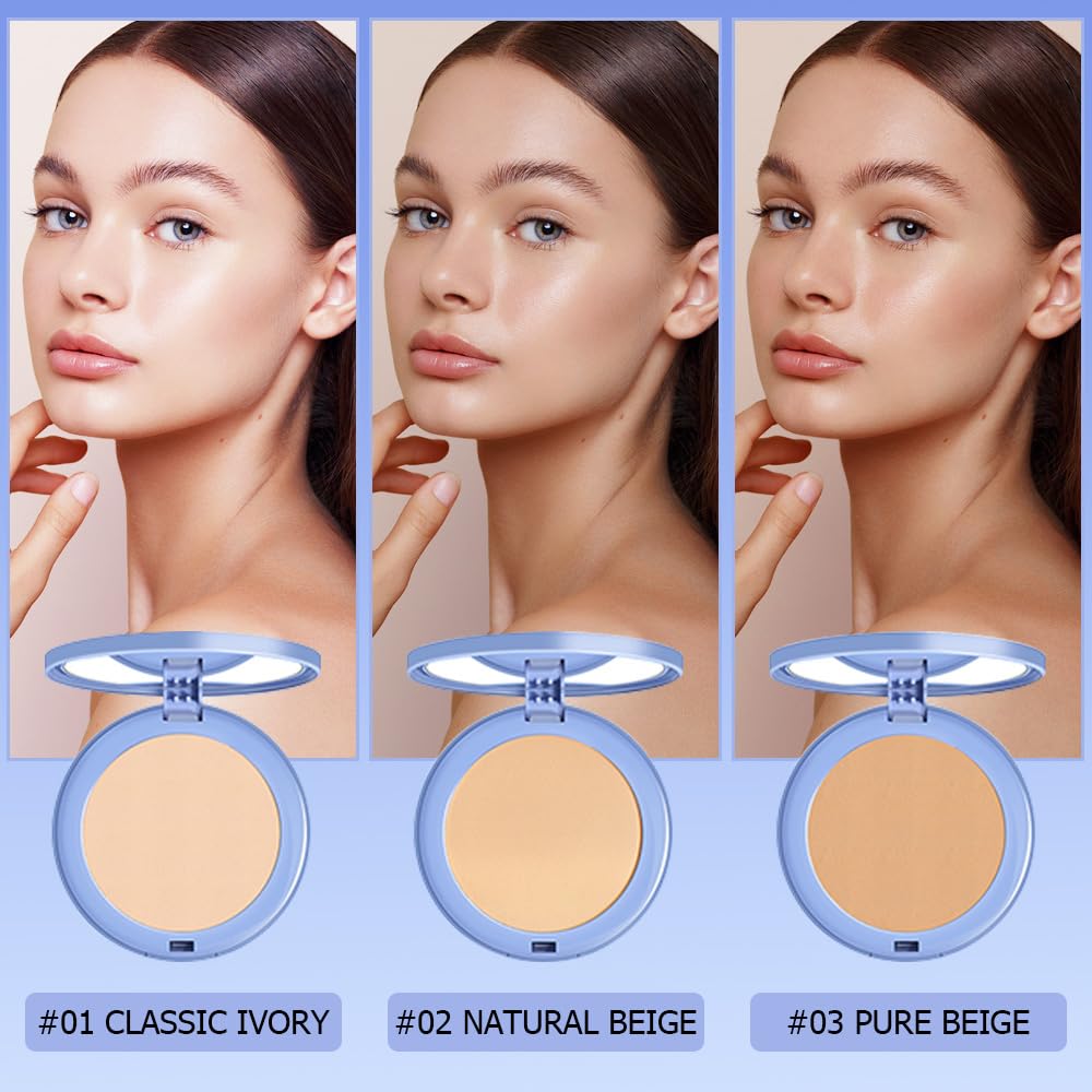 Skiennix Matte Perfection Pressed Powder - Oil Control & Waterproof Finishing Compact | Natural Beige, 0.35 FL OZ