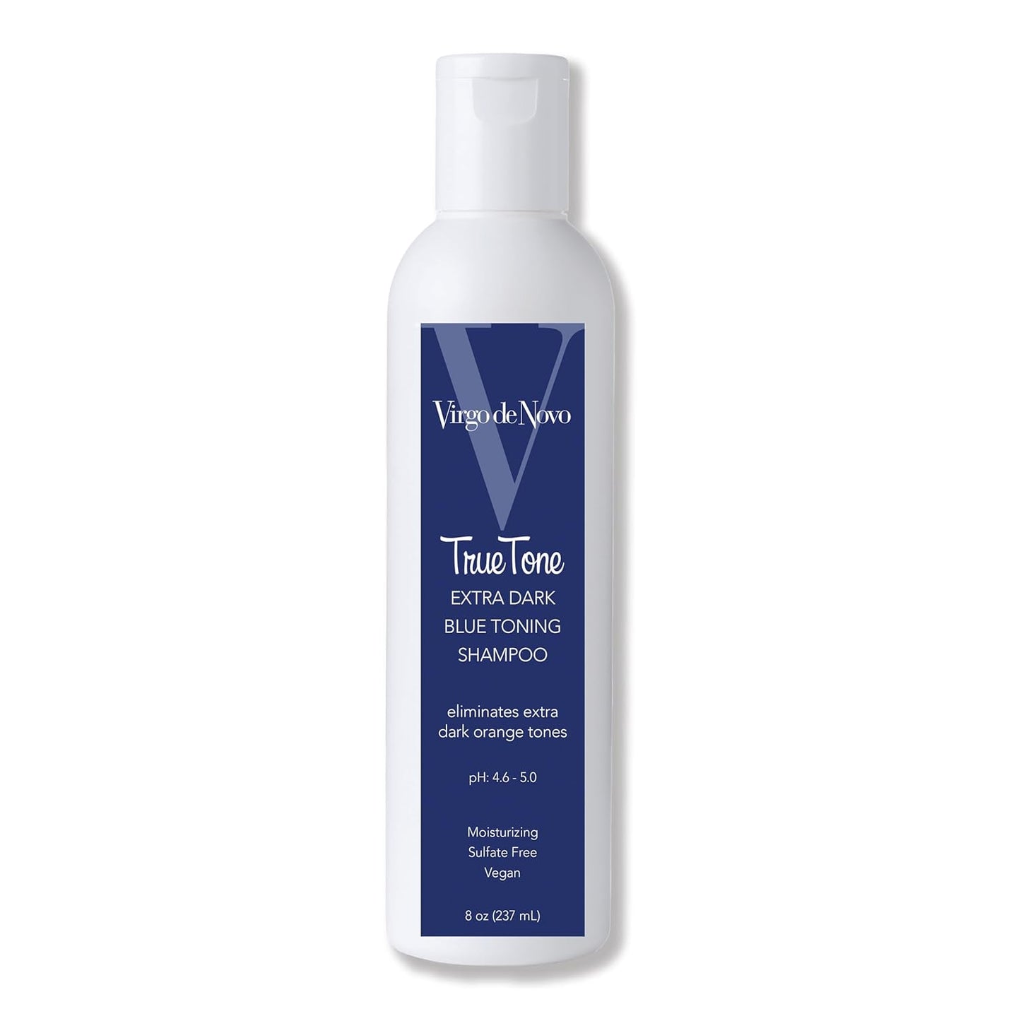 Virgo de Novo Extra Dark Blue Toning Shampoo - Neutralizes Brassy Tones in Lightened Brunette Hair | 8 oz, Vegan & Sulfate-Free