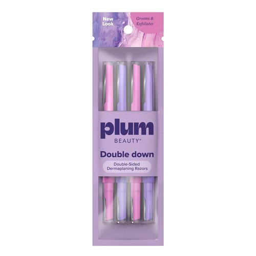 Plum Beauty Double-Sided Dermaplaning Razors - Precision Dual-Blade Facial Razors for Women | 4-Pack for Brows, Upper Lip & Cheeks