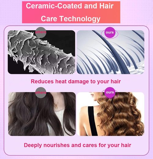 Automatic Curler, Professional Auto-Rotating Curling Iron with LCD Screen 28mm for Barrel Rotating Curling Wand 4 Temps & 15s Timer, Fast Heating Hair Styling Tool(Updated Version Pink)