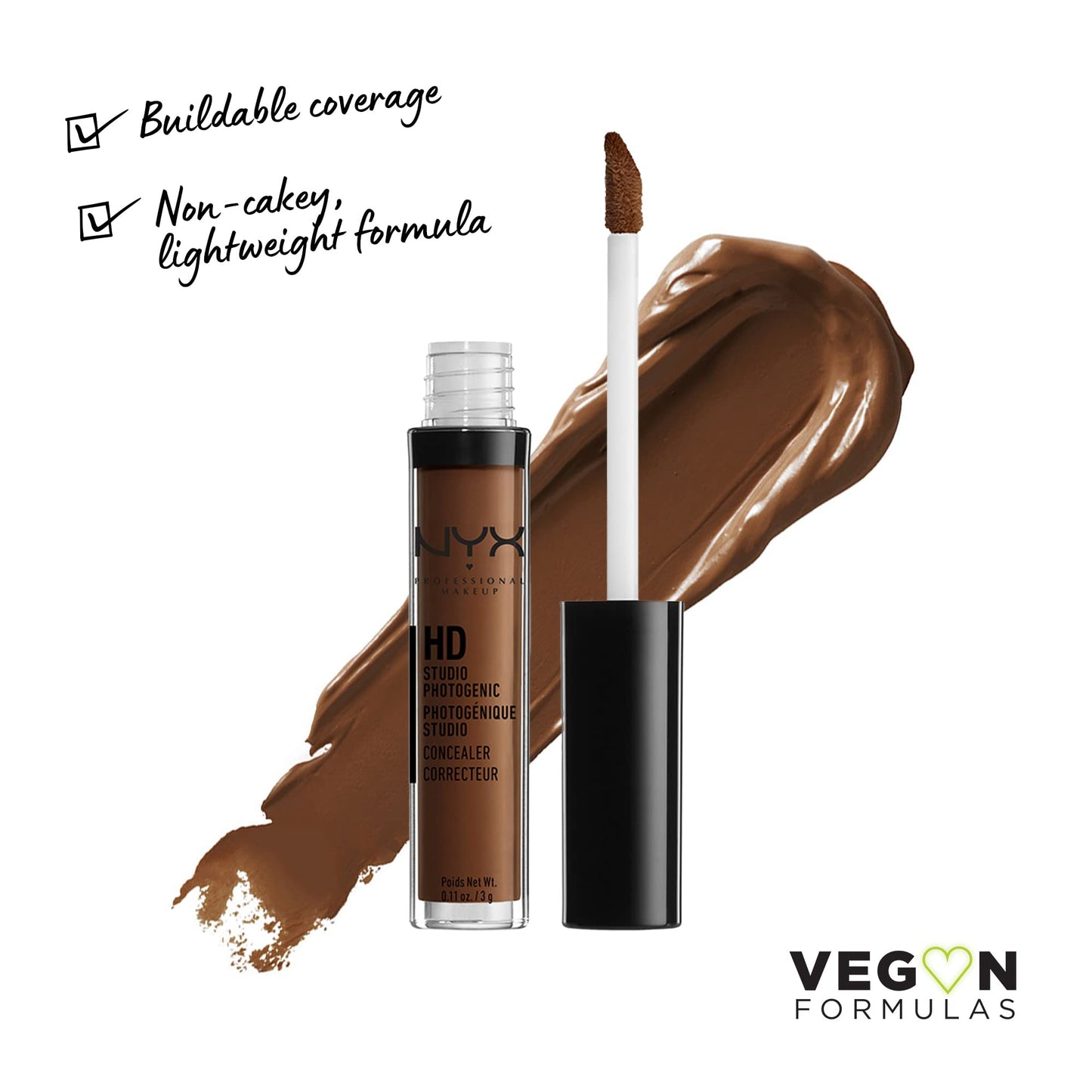 NYX PROFESSIONAL MAKEUP HD Studio Photogenic Concealer Wand, Medium Coverage - Deep Espresso