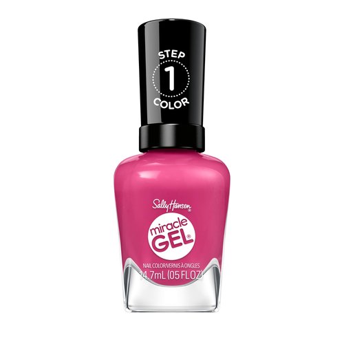 Sally Hansen Miracle Gel Supercharged Pinks Nail Polish | Salon Quality Gel-Like Formula, Two-Step System, No UV Light Needed, Long Lasting | 350 Work Hard, Play Pink | Bright Pink Crème Nail Color