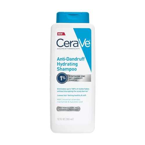 CeraVe Hydrating Anti-Dandruff Shampoo - 1% Pyrithione Zinc Treatment for Flake Relief | 12 Oz