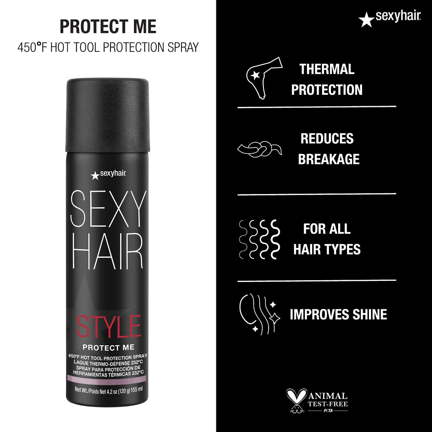 SexyHair Style Protect Me Hot Tool Protection Spray - Thermal Defense for Up to 78% Breakage Reduction | Light Hold