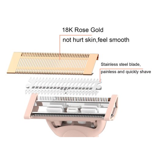 Finish Touch Flawless | 2-Pack Replacement Body Razor Heads with Clean Brush - Rose Gold