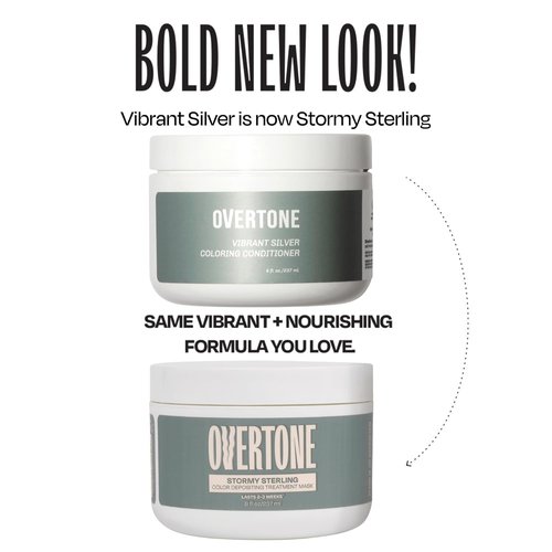 Overtone Semi-Permanent Hair Color Conditioner - Stormy Sterling, 8 oz | Nourishing, Damage-Free Formula with Shea Butter & Coconut Oil