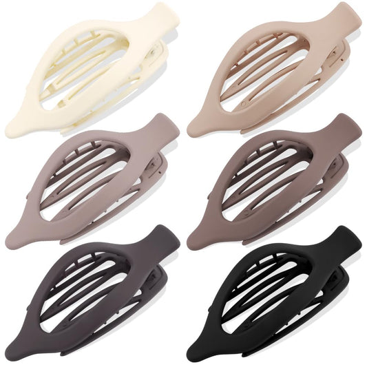 ATODEN Hair Clips - Large Alligator Clamps, Duck Billed Barrettes for Thick & Thin Hair, 6Pcs Matte Neutral Clamps and Accessories for Women & Girls